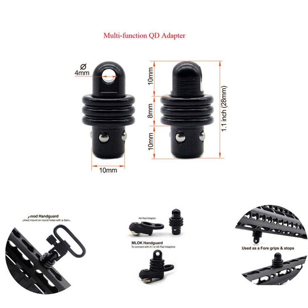 New Multi-function QD Adapter Stud Stud to Picatinny Rail for Sling Swivel USA
