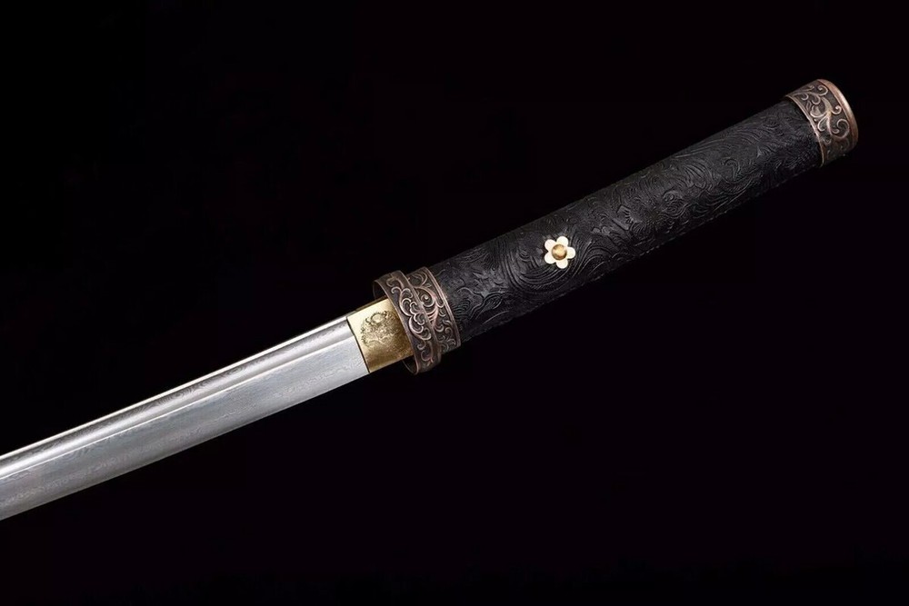 JAPANESE SAMURAI KATANA SWORD DAMASCUS FOLDED STEEL SHARP FULL TANG SHARP
