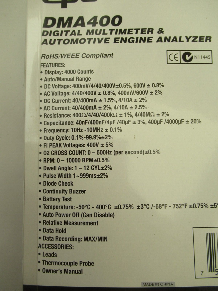 DMA400 CPS Digital Multimeter & Automotive Engine Analyzer