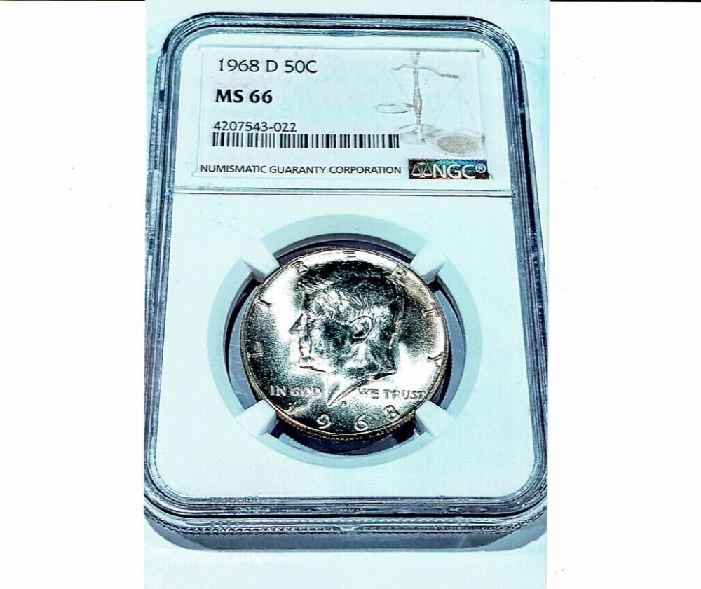 1968- D KENNEDY HALF DOLLAR MS 66 SILVER