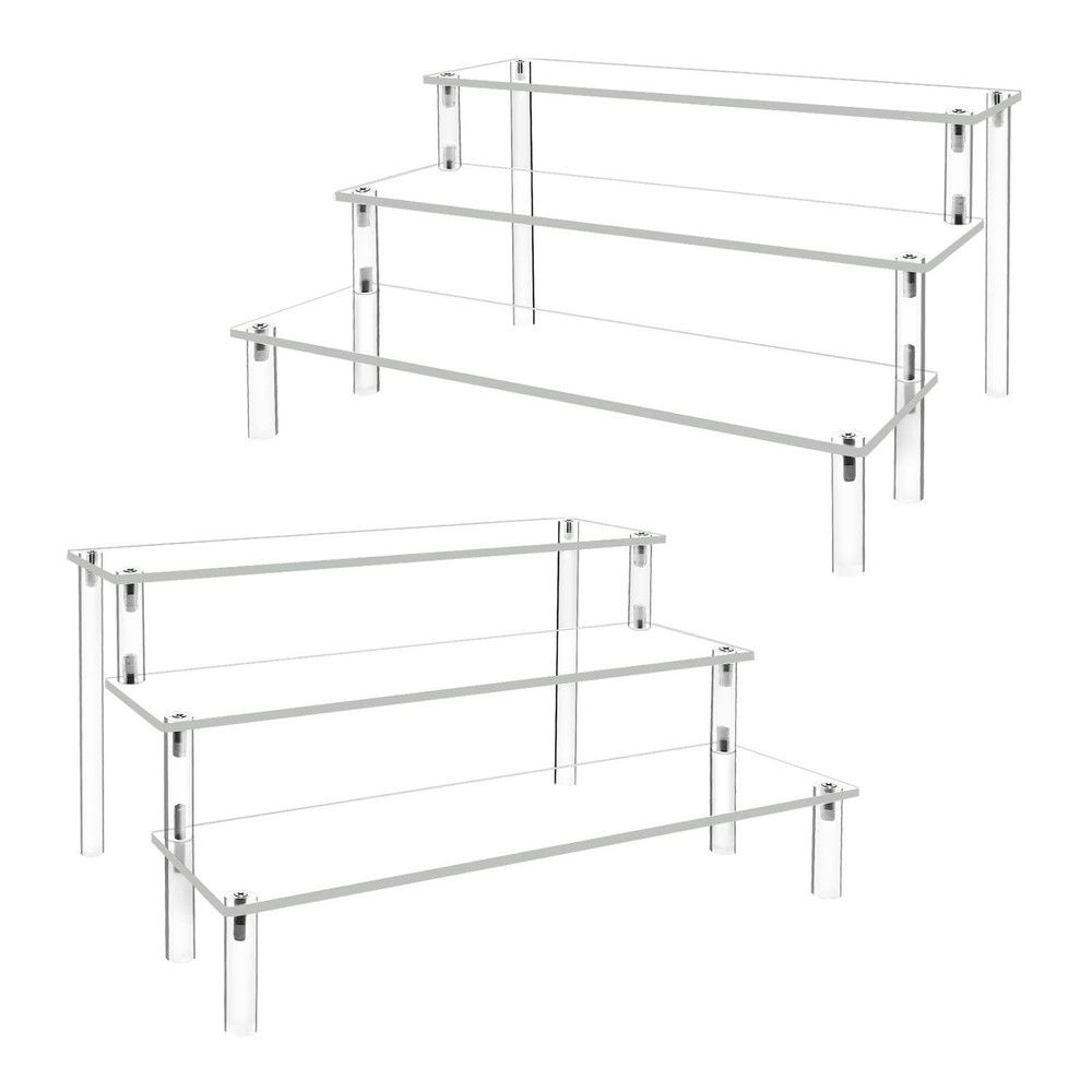 2Pack Acrylic Display Risers,Clear Shelf 3 Tier Cupcake Stand clear