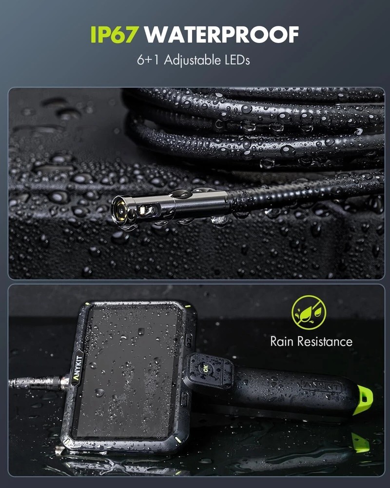 Dual Lens Borescope Inspection Camera Endoscope 6" Screen with Split Screen 32GB