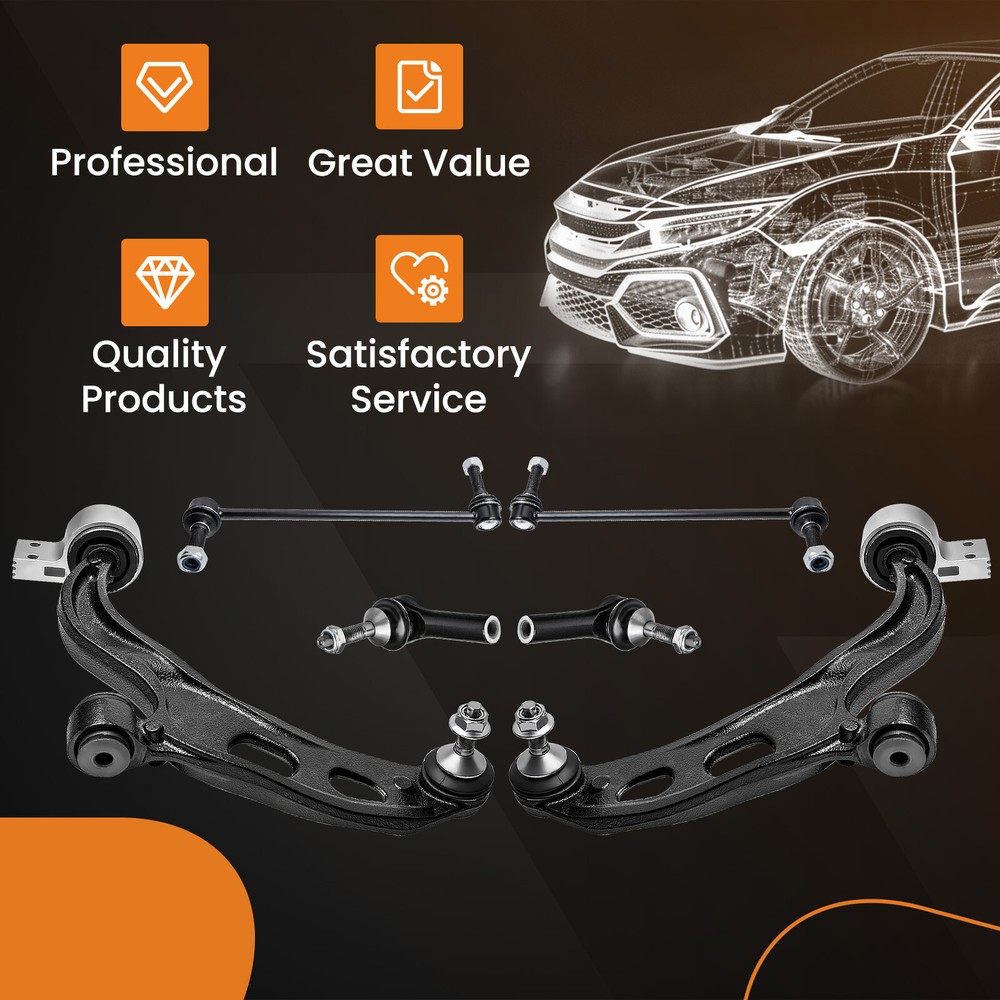 6 Pcs Front Lower Control Arm Assembly for Ford Taurus 2010 - 2012 All Models