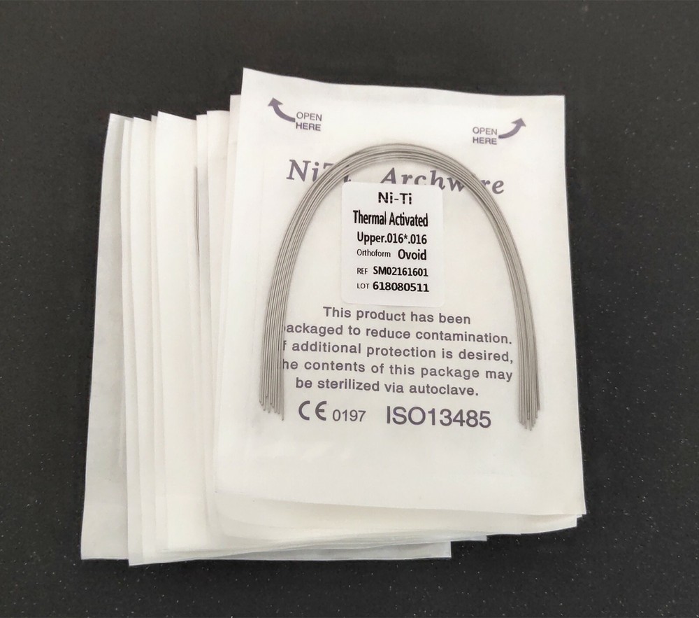20 Packs 200 Pcs Thermal Activated NITI Rectangular Arch Wire Bows Ovoid Form