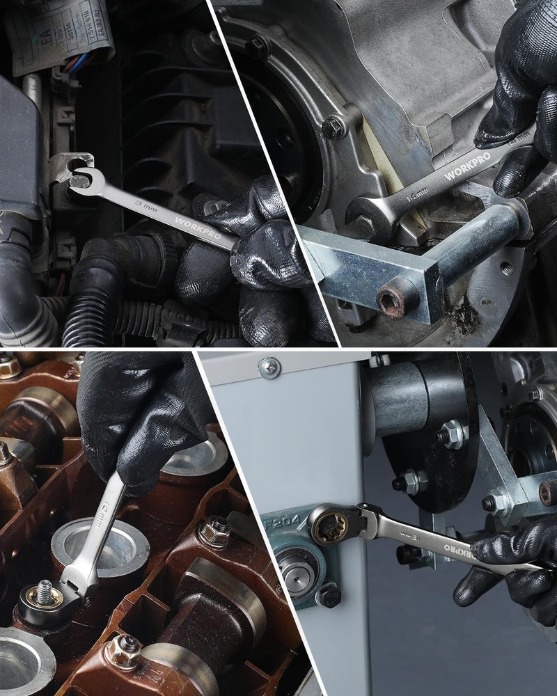 11mm Flex-Head Ratcheting Wrench - Compact, Durable, and Precise