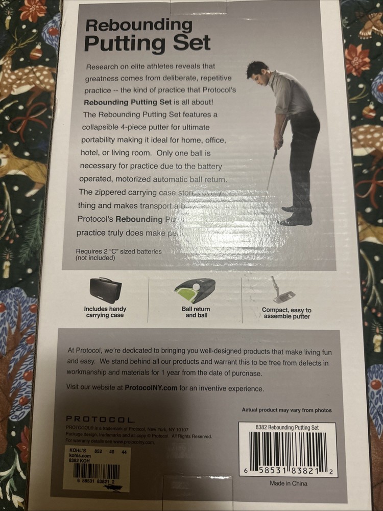 Protocol Rebounding Golf Putting Set Automatic Ball Return W Travel Carry Case