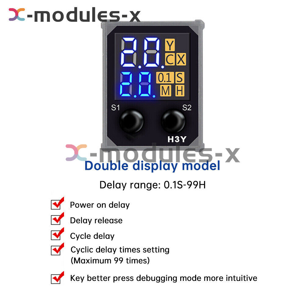 Adjustable Digital Time Relay Cycle Time Delay Relay With Base DC12V 24V AC220V