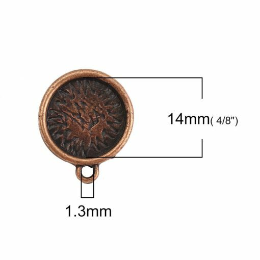 10 pcs. Antique Copper Earring Posts Studs Bezels Cabochons Tacks 14mm