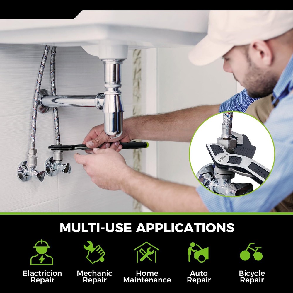 Multifunction Adjustable Pipe Wrench Set 2piece Quick Selfadjusting Power Grip F