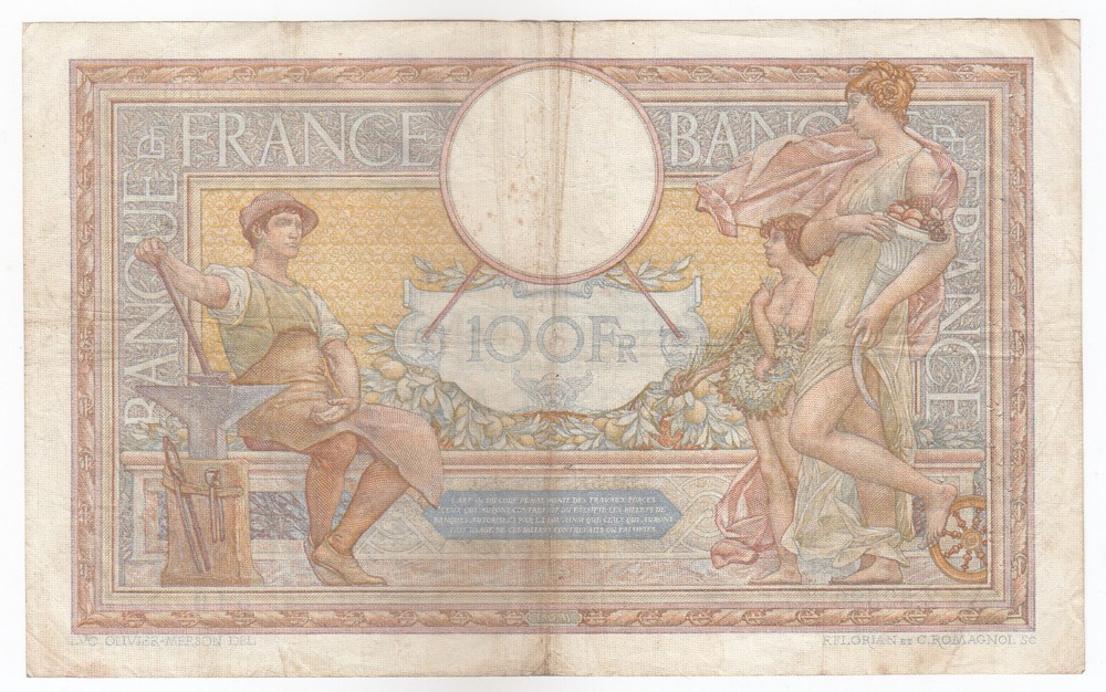 France, 100 Francs, 1936 Issue, P78, VF+