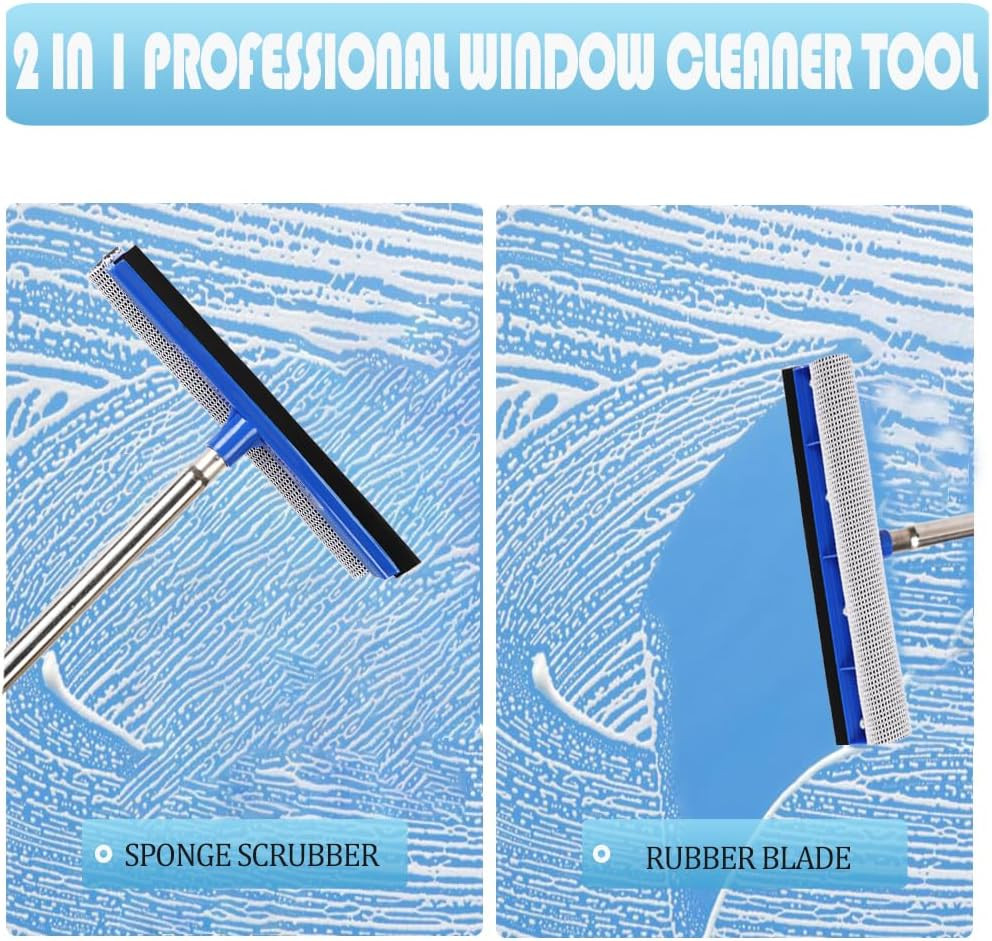72" Squeegee for Cleaning - Long Handle Window Cleaner Tool with Rubber Blade an