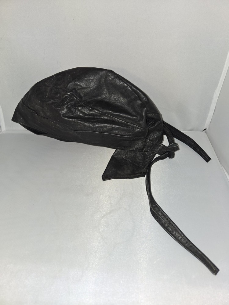 SKULL CAP Solid LEATHER Biker Motorcycle Bandana Head Wrap Du Doo Do Rag