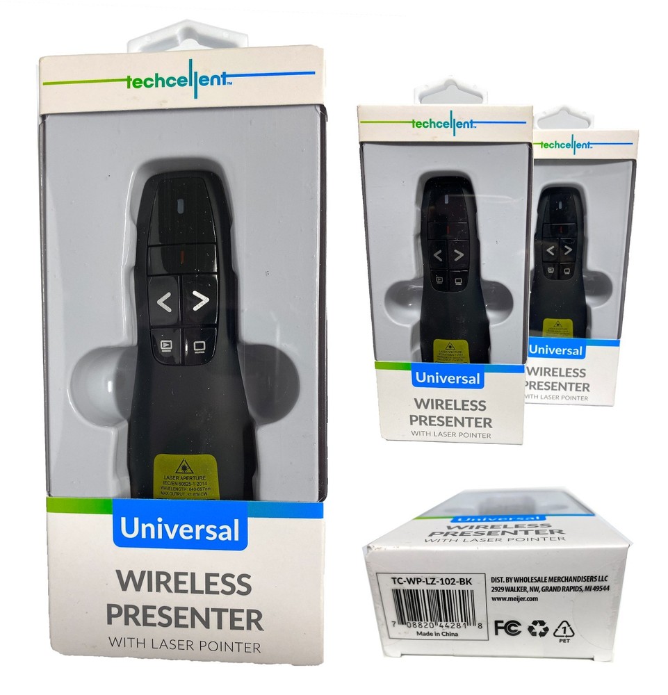 Techcellent Universal Wireless Presenter With Laser Pointer 164FT/50Hr/2.4 GHZ