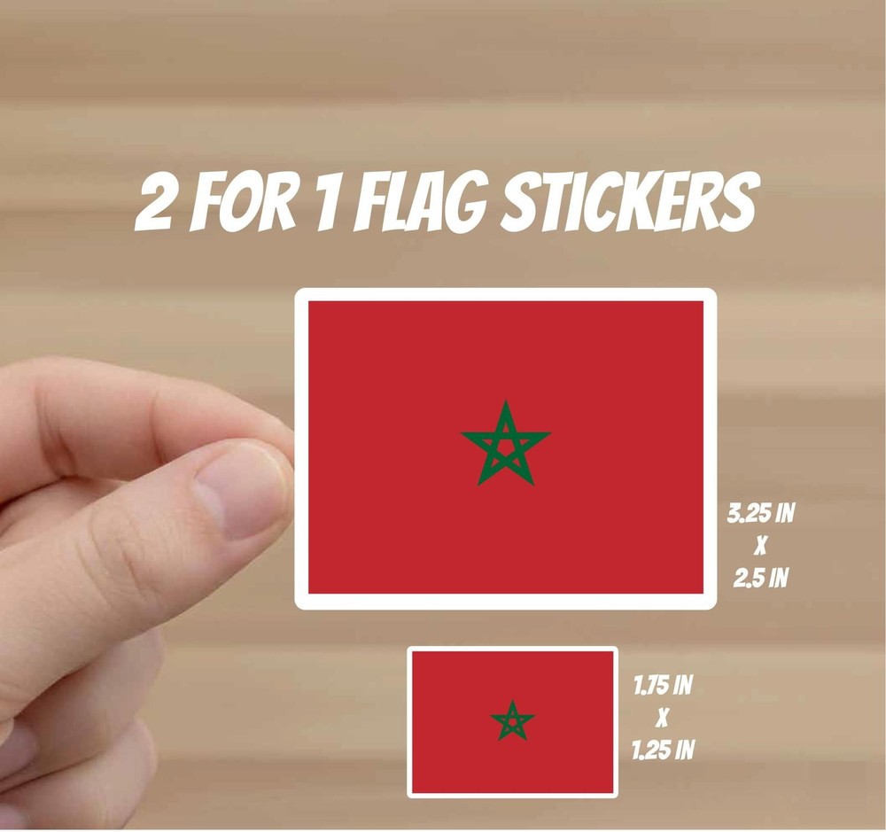 Moroccan Flag Stickers | 2-piece Decal Set (Various Sizes)