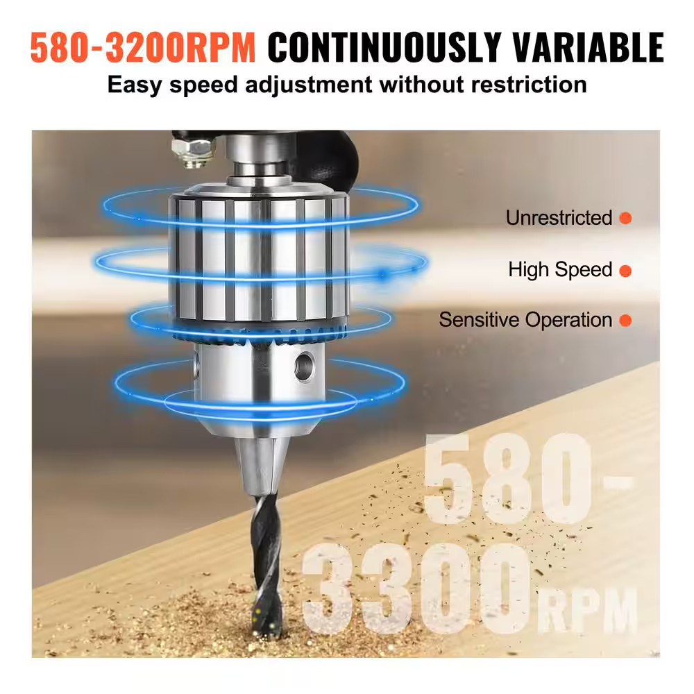 Benchtop Drill Press, Variable Speed Cast Iron Bench Drill Press, 12 In. Swing D