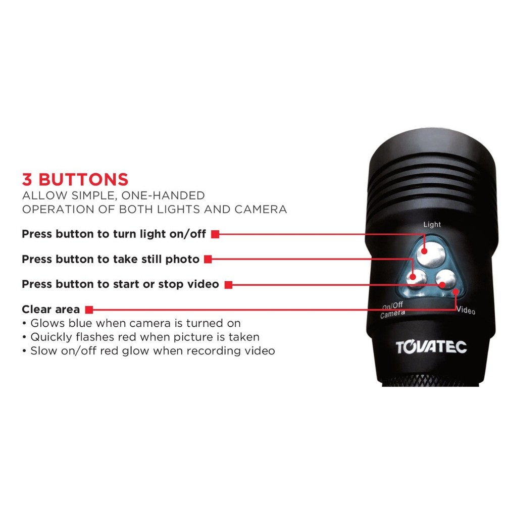 Tovatec MERA Dive Light Built In Camera