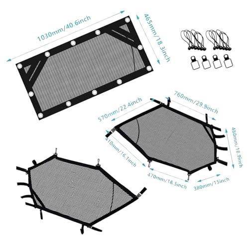 Window Net Roll Cage Mesh Net Guard Front Rear Right and Left Window Black