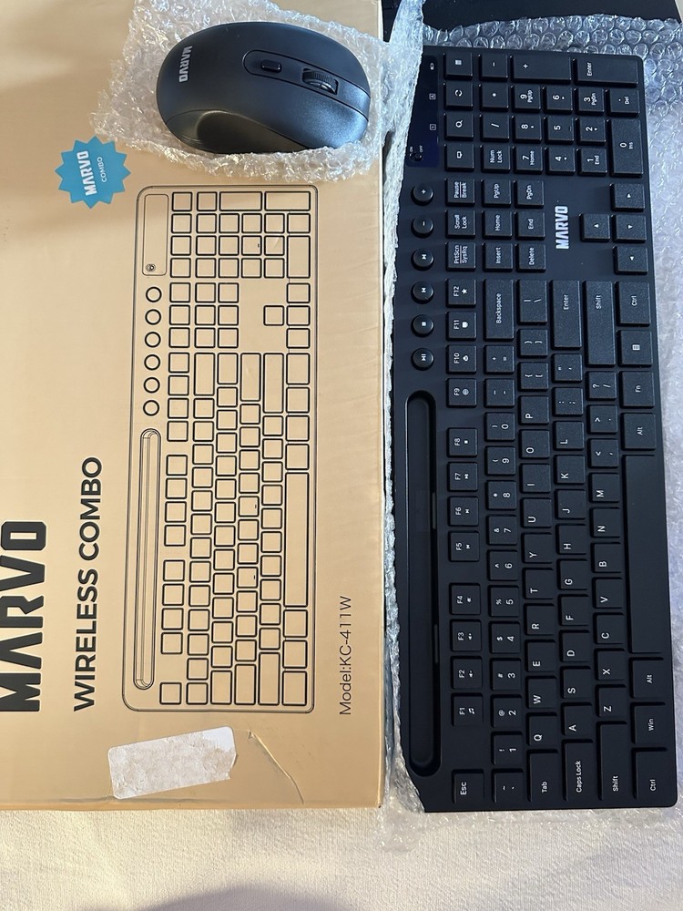 MARVO BLACK Wireless Keyboard/Mouse Ergonomic NO 2.4G Computer MacBook, Windows