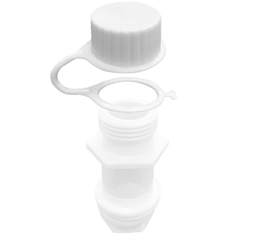 Drain Plug caps, Cooler Threaded Caps with Tether. White