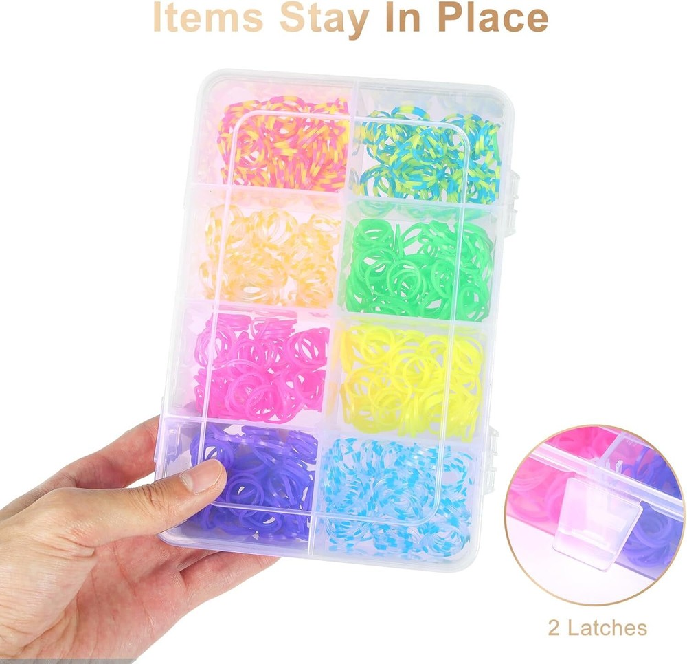 QUEFE 2 Pack 8 Grids Bead Organizers and Storage, Plastic 2pcs, clear