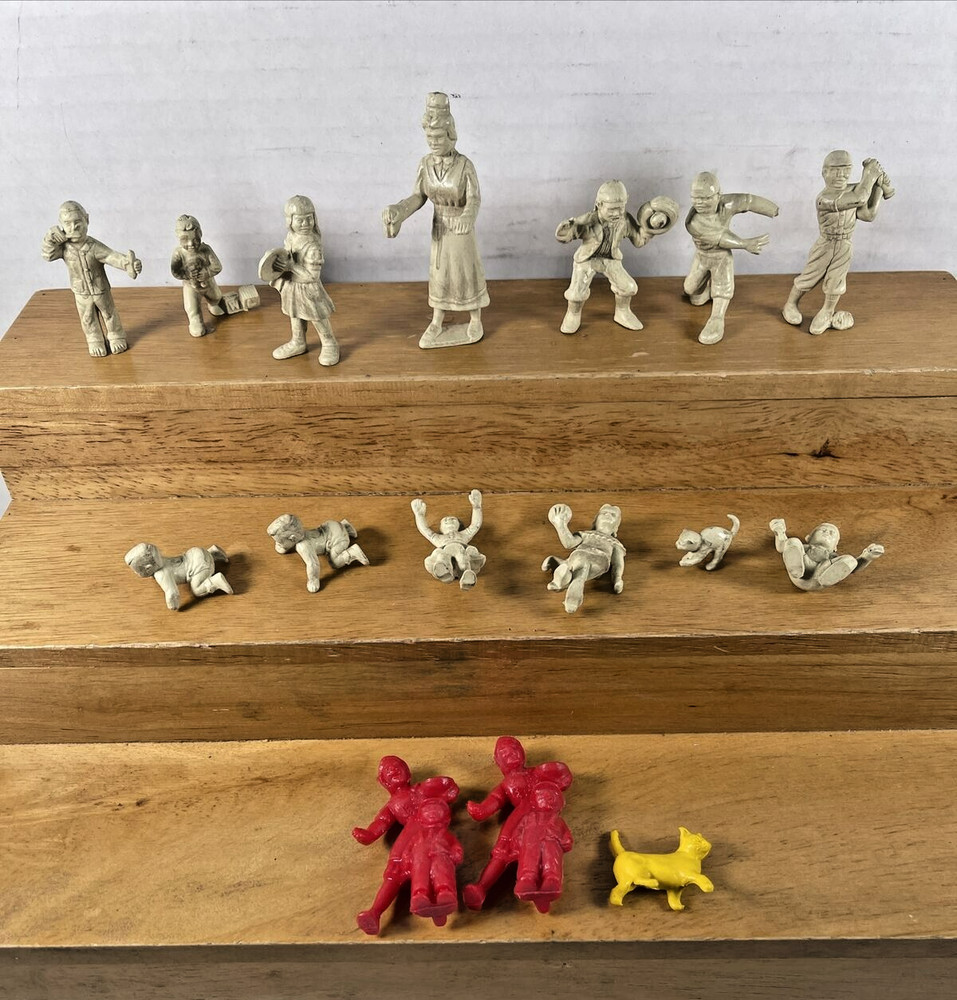 Vintage 1960s Miniature Plastic FIGURES Standing People Figurines Mix