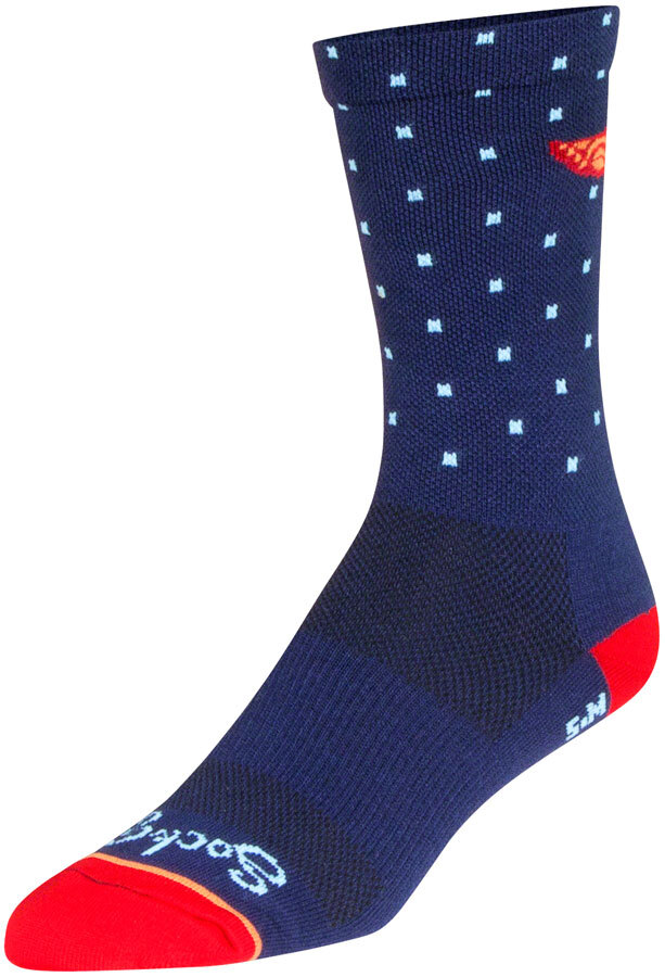SockGuy Ray Crew Socks - 6 inch, Blue/Orange/Red, Small/Medium