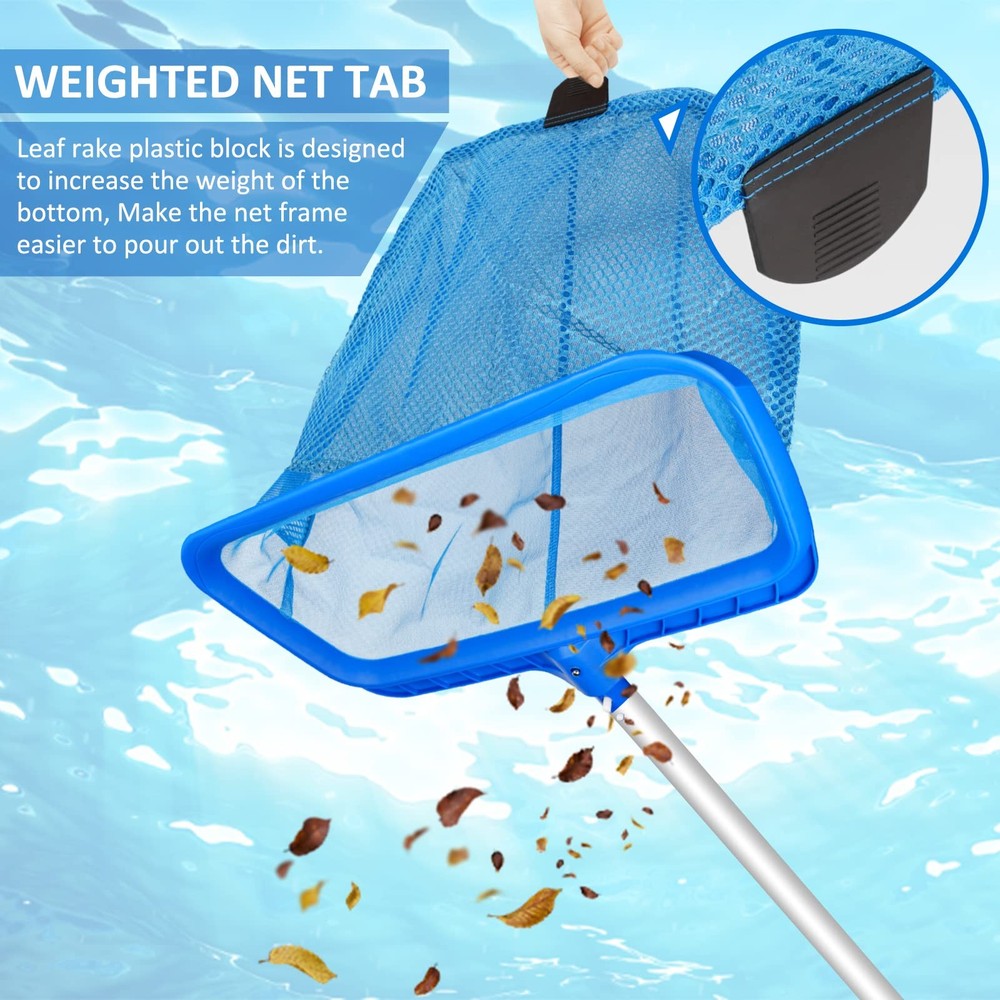Pool Skimmer Net Fine Mesh Leaf Rake DoubleLayer Deep Bag