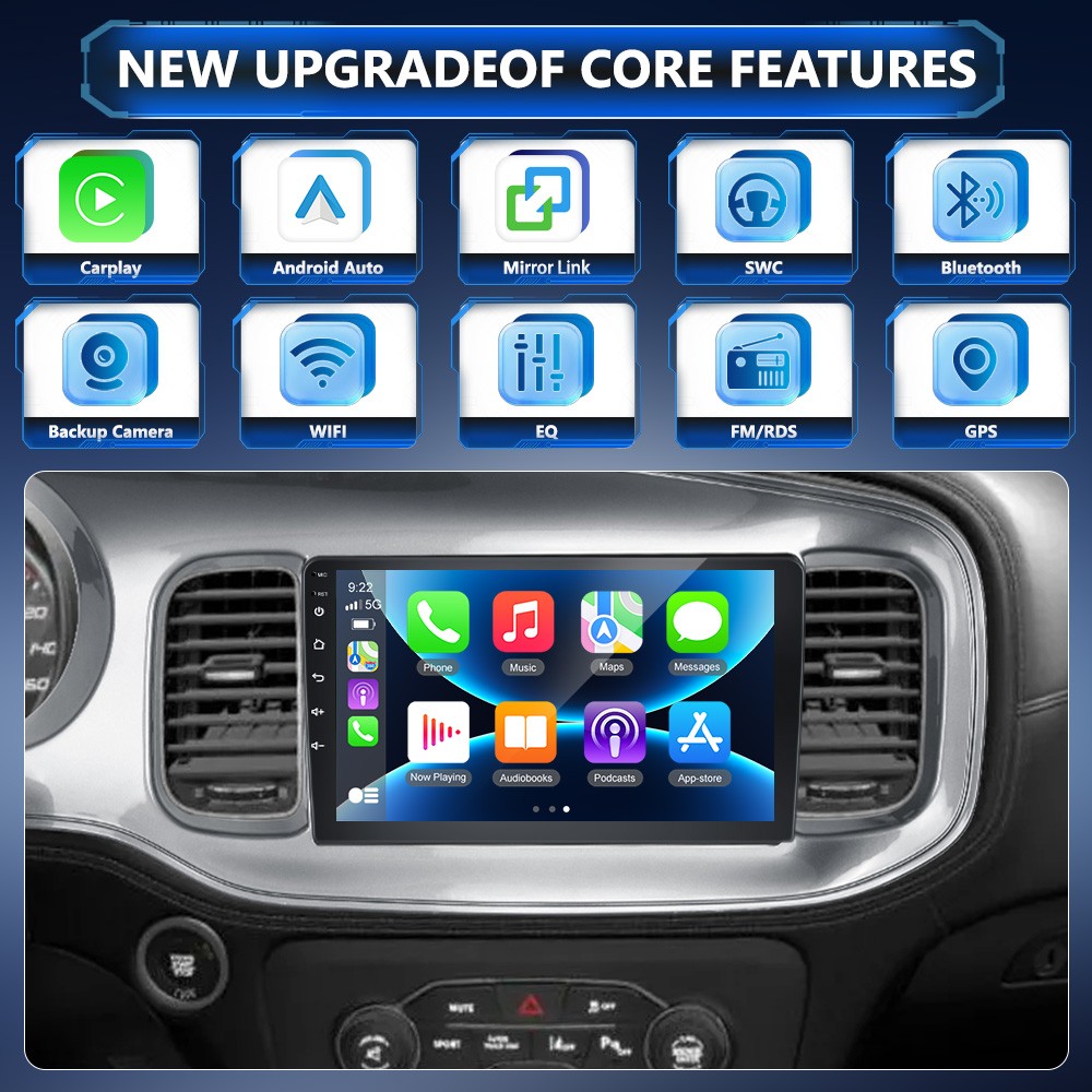 2+64GB Android 15 Car Stereo Radio GPS Navi Carplay For Dodge Charger 2011-2014