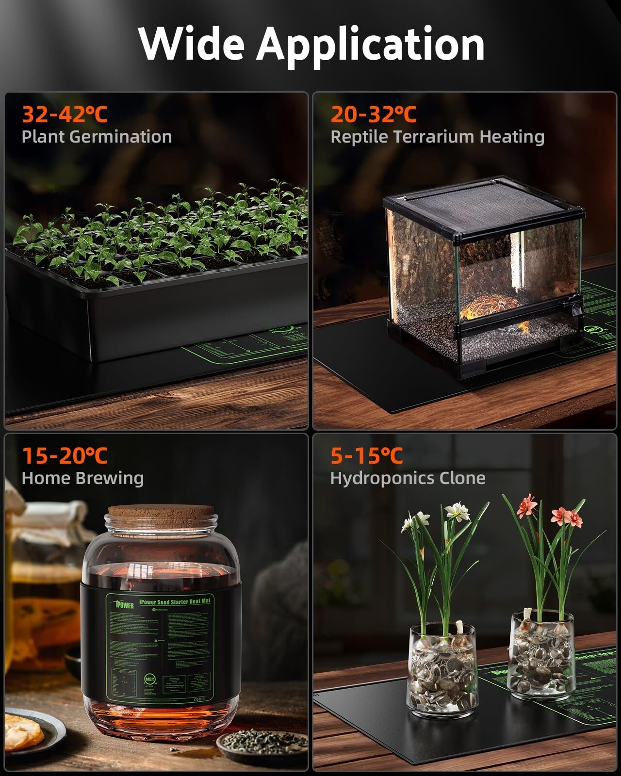 10" x 20" Seedling Heat Mat Warm Hydroponic Heating Pad for Greenhouse 2 Pack