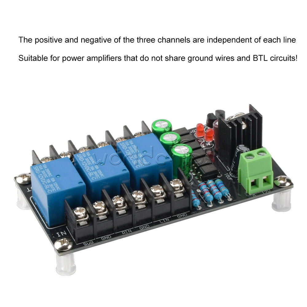 Stereo 2.1 3-channels Speaker Protection Board Delay Module for Audio Amplifier