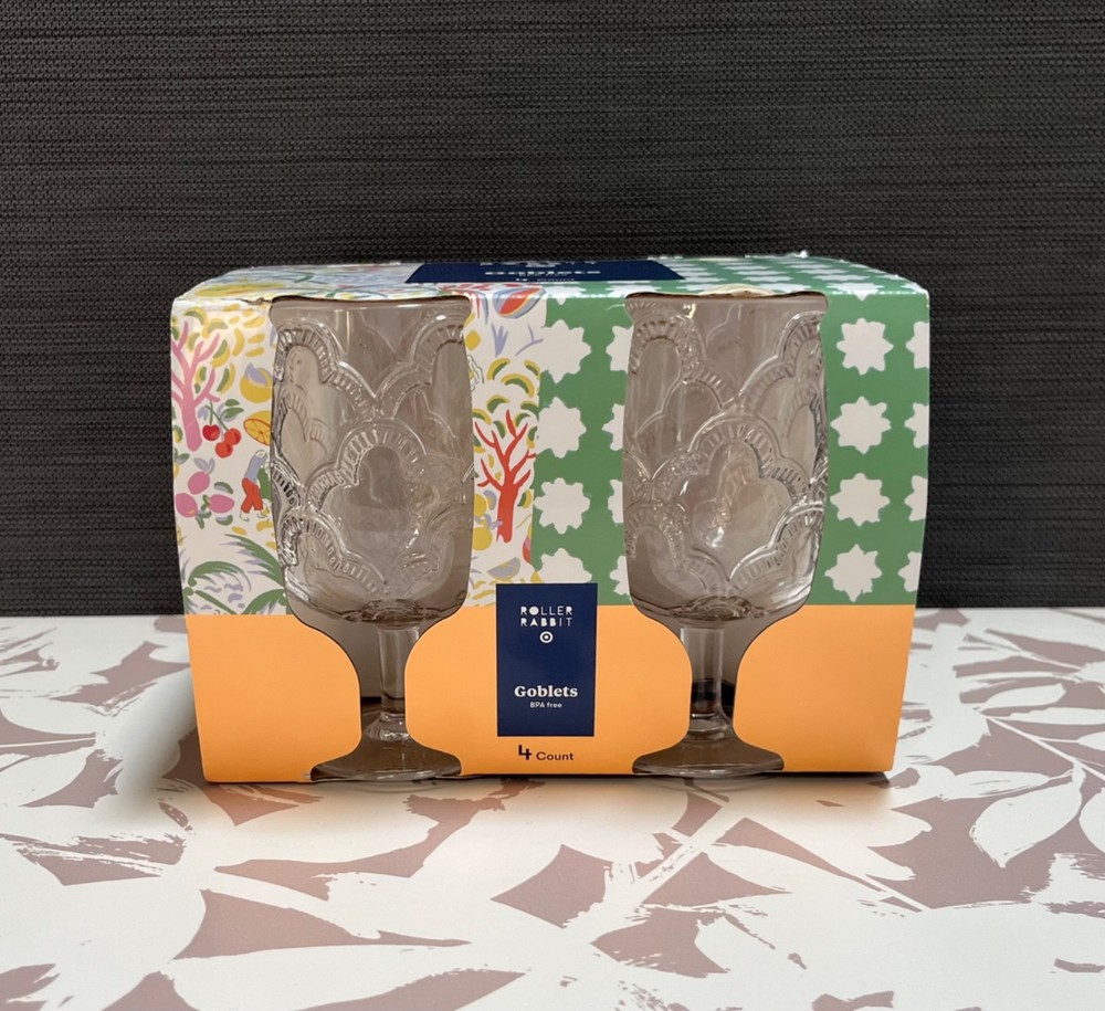 Roller Rabbit x Target 4pc Acrylic Clear Goblet Set