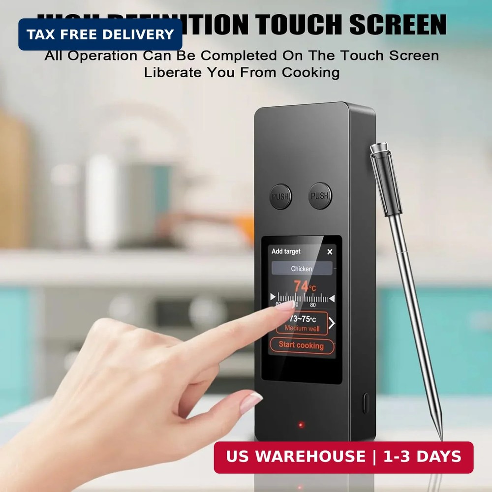 Bluetooth Wireless Meat Thermometer, No App Needed, 800FT Range, Dual Ultra-Thin