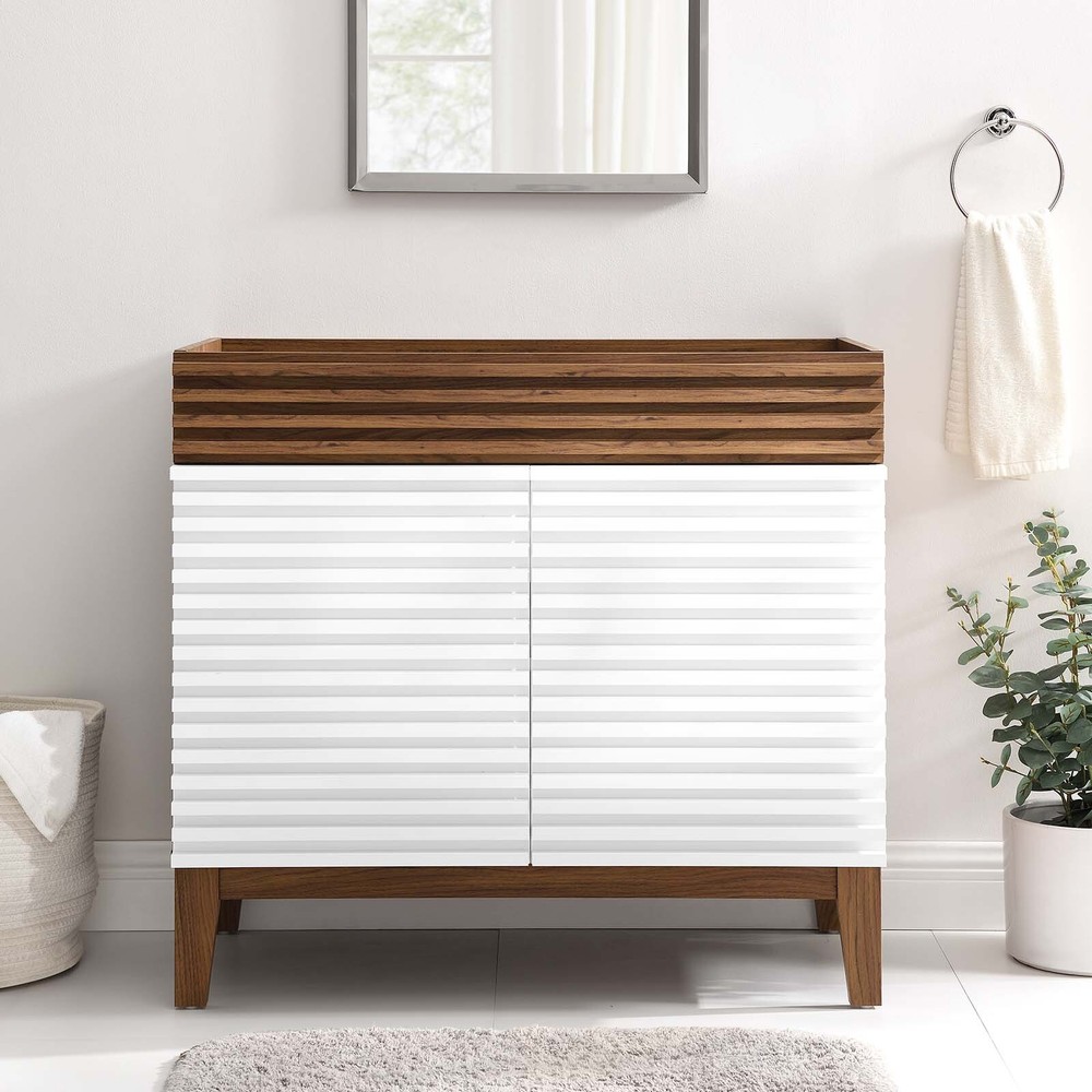 Modway Render 36" Bathroom Vanity Cabinet in White Walnut