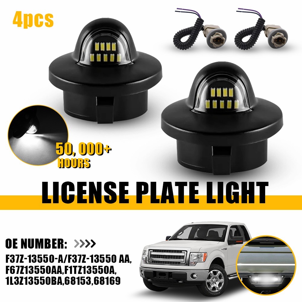 LED License Plate Light w/Wiring Harness Socket for 99-16 Ford F250 F350 F450 SD