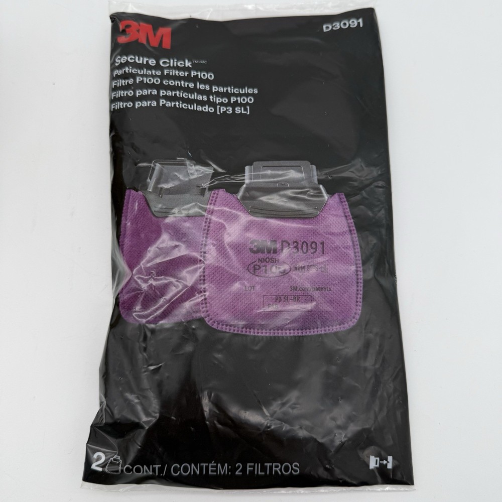 3M D3091 Secure Click P100 Particulate Filter Replacement Respirator Filter 1 PR