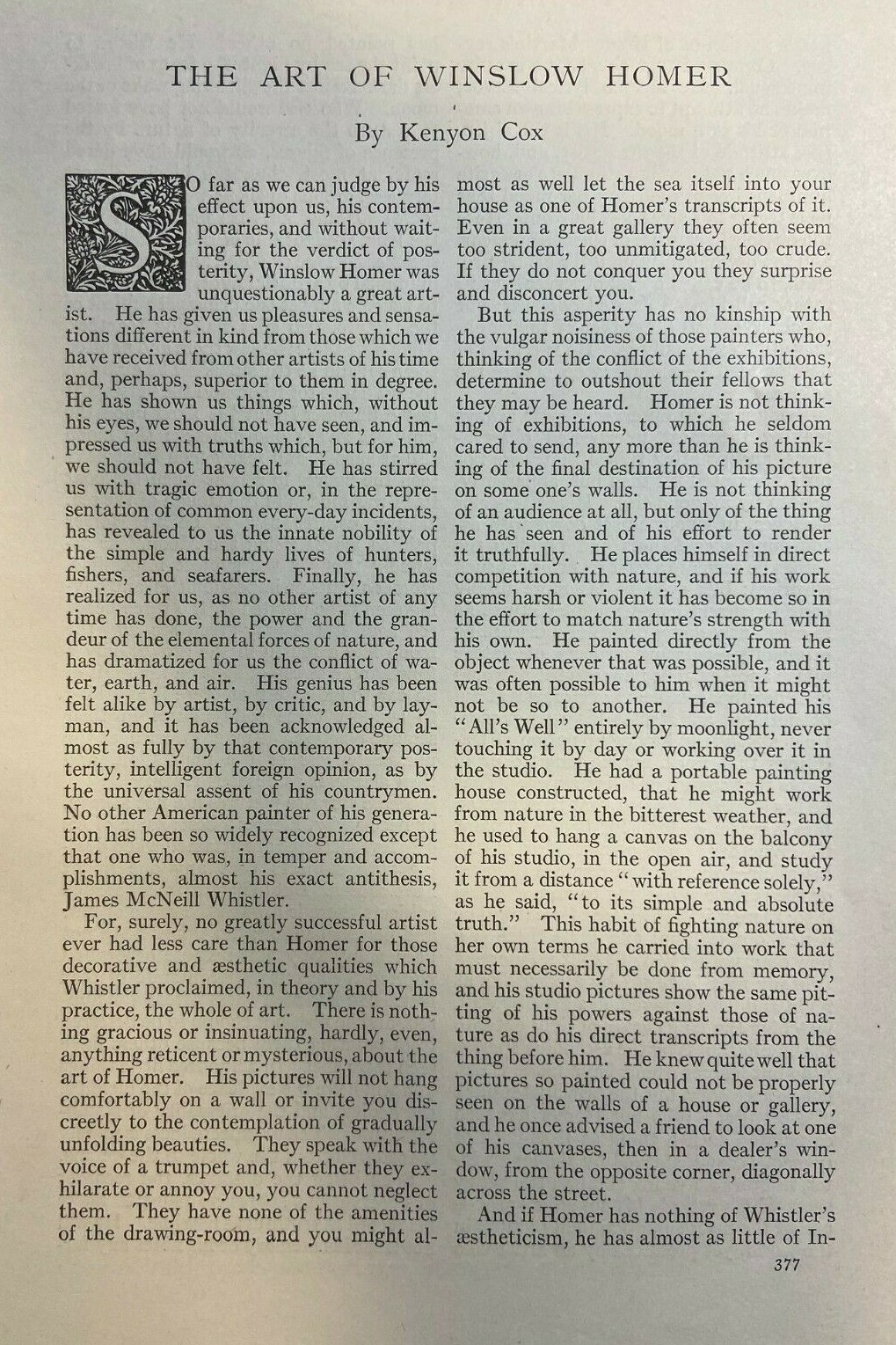 1914 Artist Winslow Homer illustrated