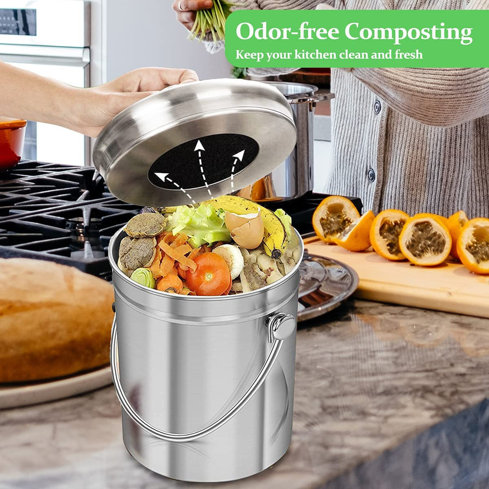 7 Pack Compost Bin Charcoal Filters round Indoor Kitchen Compost Bucket Activate