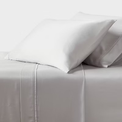 Queen 320 Thread Count Cool TENCEL Lyocell Sheet Set Light Gray -