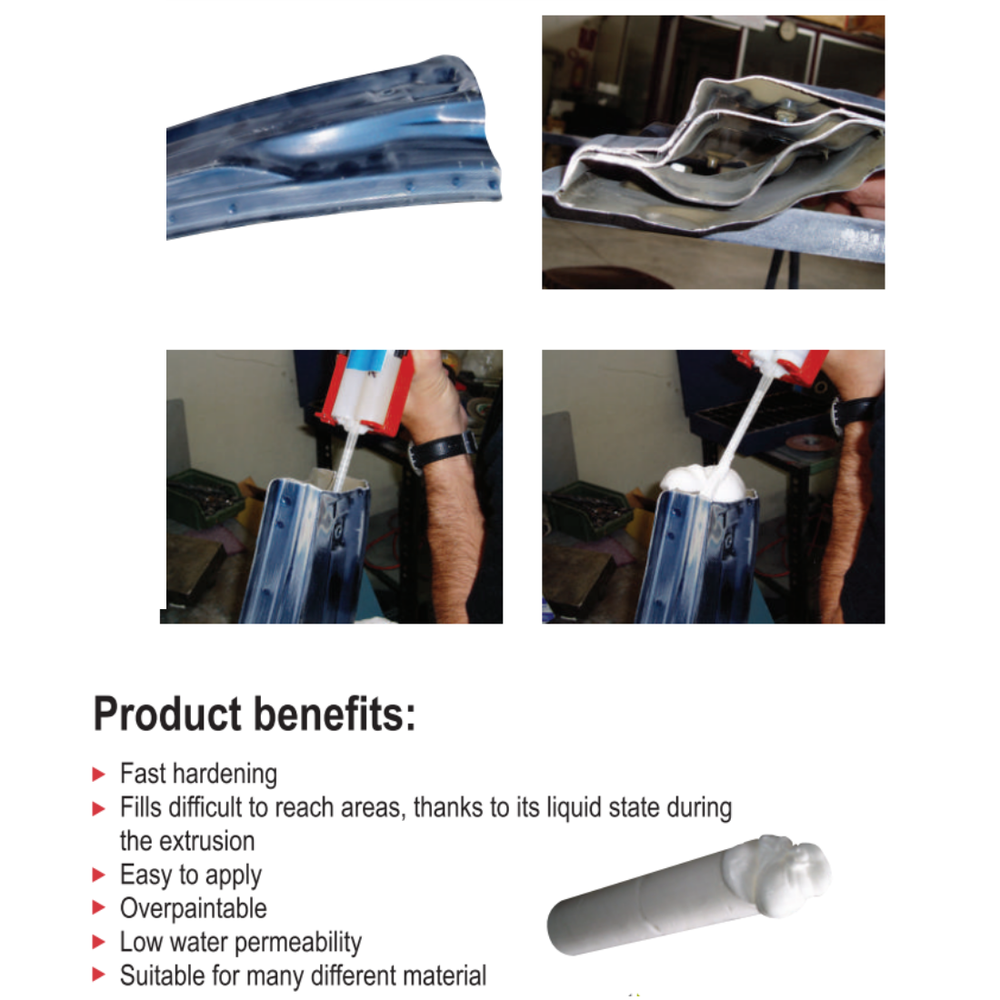 Polymix White Fast Rigid Foam Cartrdige 200ml and Two Mixing Application Tips