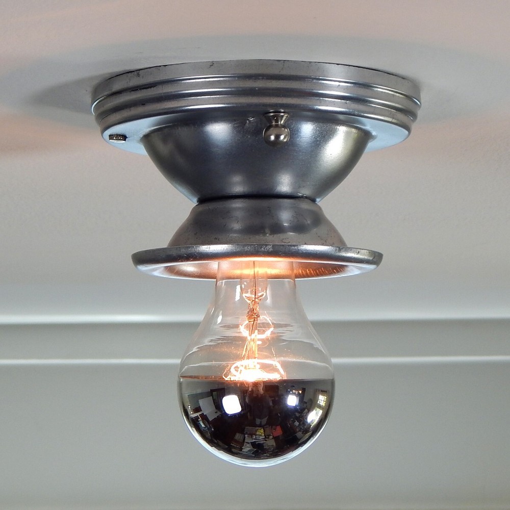 Vintage Aluminum Flush Mount Ceiling Light Fixture