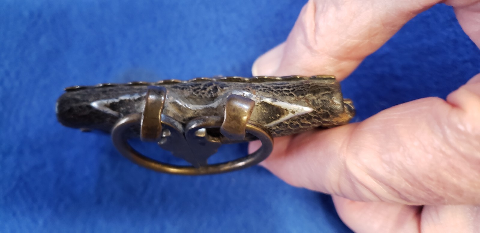 Antique Tibetan Fire, Flint Striker with Pouch Brass and Leather