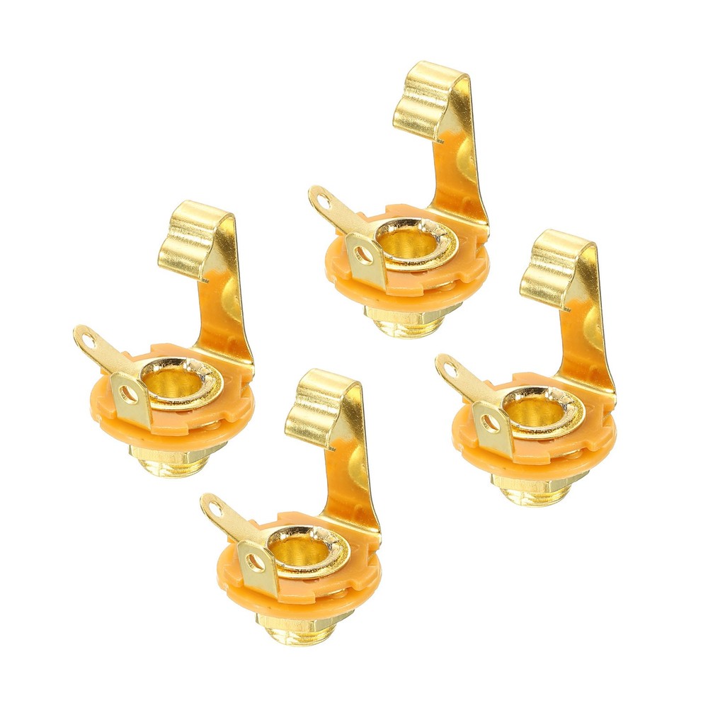 4pcs Guitar Input Jack 1/4" Mono Panel Mount Socket Gold