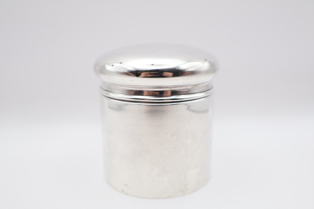 Antique Solid Silver Tea Caddy Jar Hallmarked Chester 1904