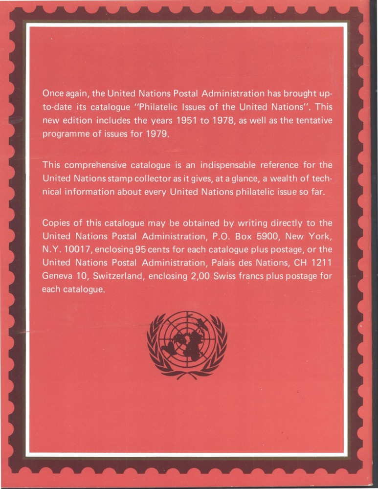 Postal Issues of The United Nations 1951-1978