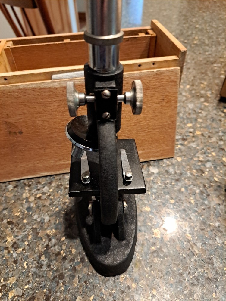 Vintage stellar microscope with Wooden Box.