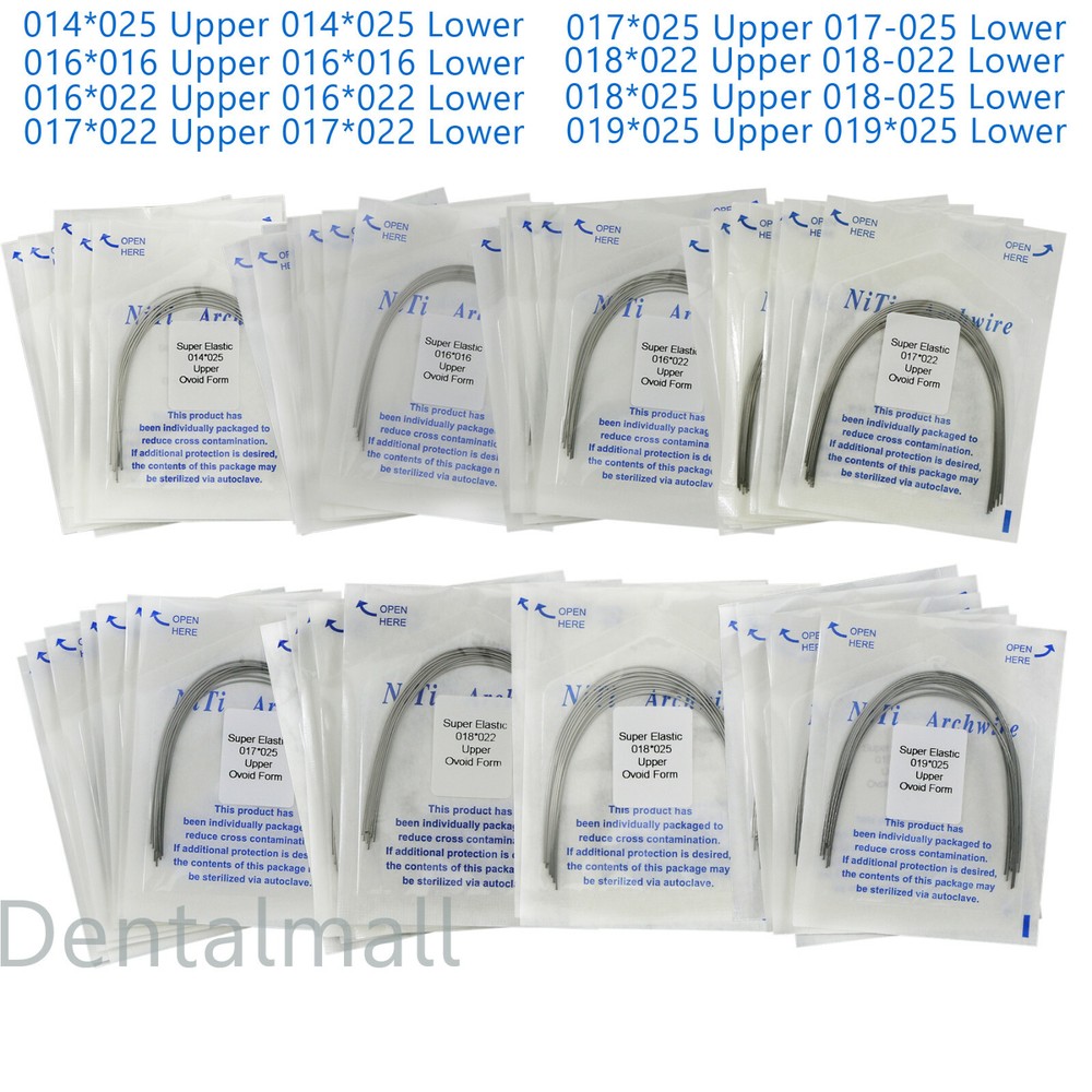 1 Pack 10Pcs Dental Orthodontic Rectangular Super Elastic Niti Arch Wires Ovoid