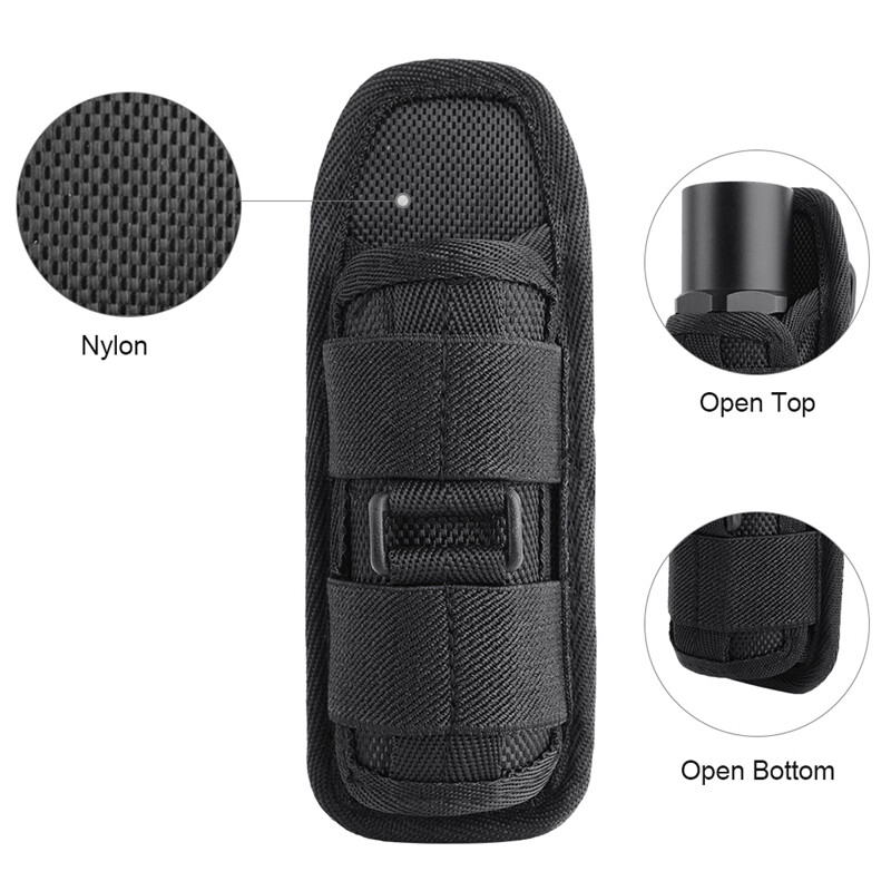 Tactical Hunting 360 Degrees Rotatable Molle Flashlight Pouch Holster Torch Case