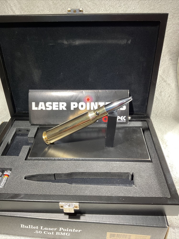 Bullet Laser Pointer w LED Light 50-Cal Shape Rifle Ammo