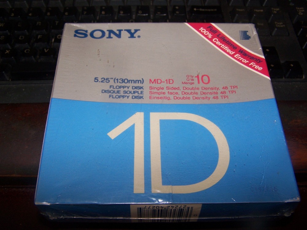 Sony MD-2D 5.25" (130mm) Floppy Disk Box of 10 Double Sided/Density Disks
