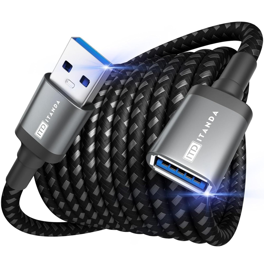 Versatile 10FT USB Extension Cable - Fast Transfer for Gaming, Printing & More
